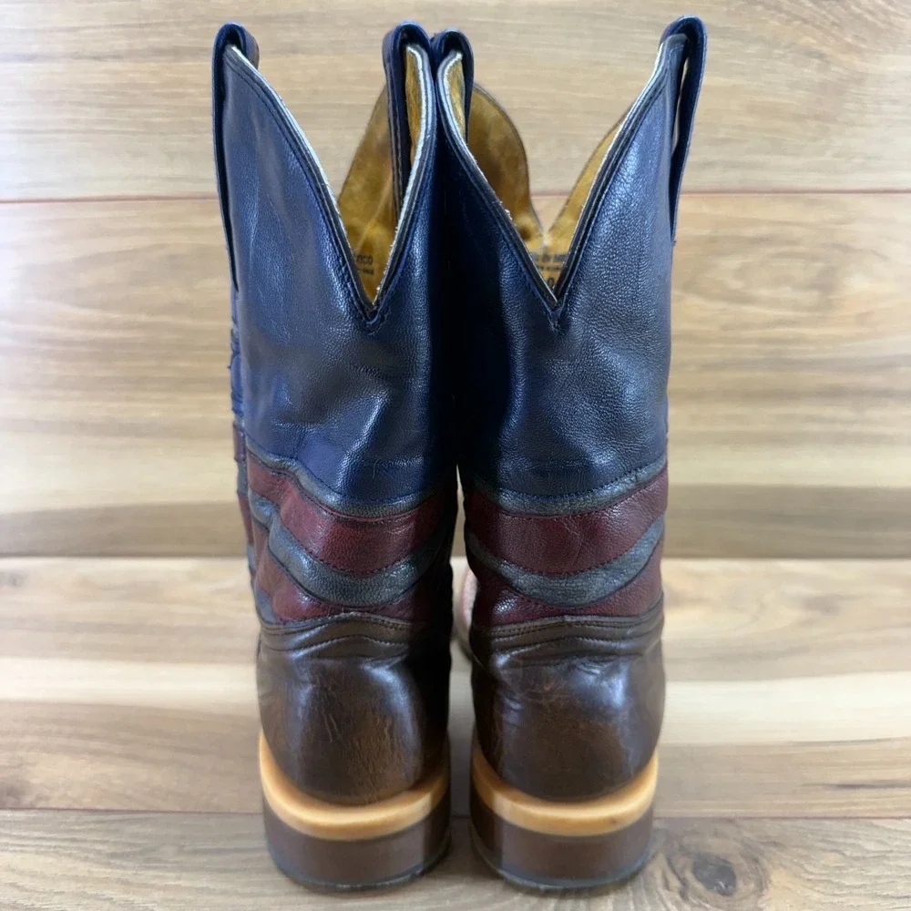TIN HAUL Justice America Patriotic Boys Size 2 Square Toe Western Boot Rodeo